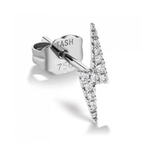 Maria Tash Diamond Lightning Bolt Stud, White Gold